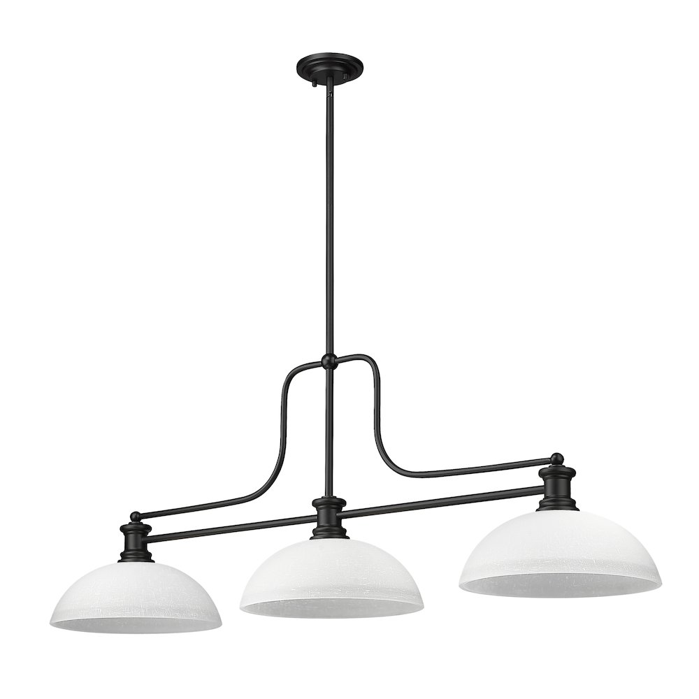 Z-Lite Melange 3 Light Billiard, Steel Frame, White Linen Shade Color. Picture 5