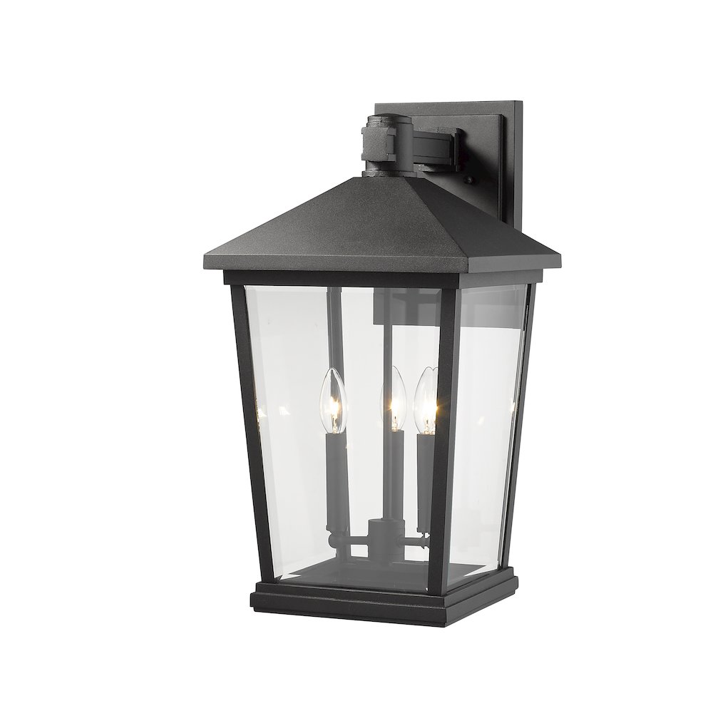 Z-Lite Beacon 3 Light Outdoor Wall Light in Black Frame Finish. Picture 3