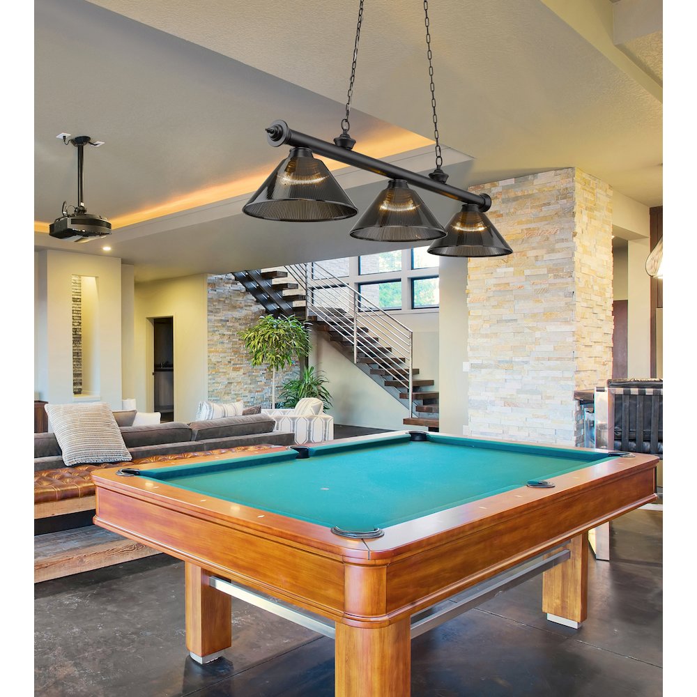 Z-Lite Cordon 3 Light Billiard, Steel Frame, Smoke Shade Color. Picture 7