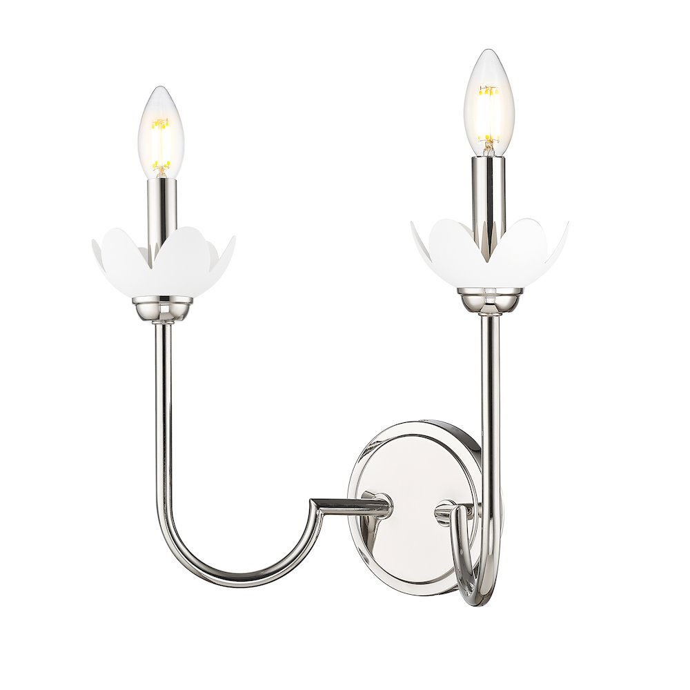 Z-Lite Allistair 2 Light Wall Sconce in Polished Nickel color, Steel frame. Picture 1