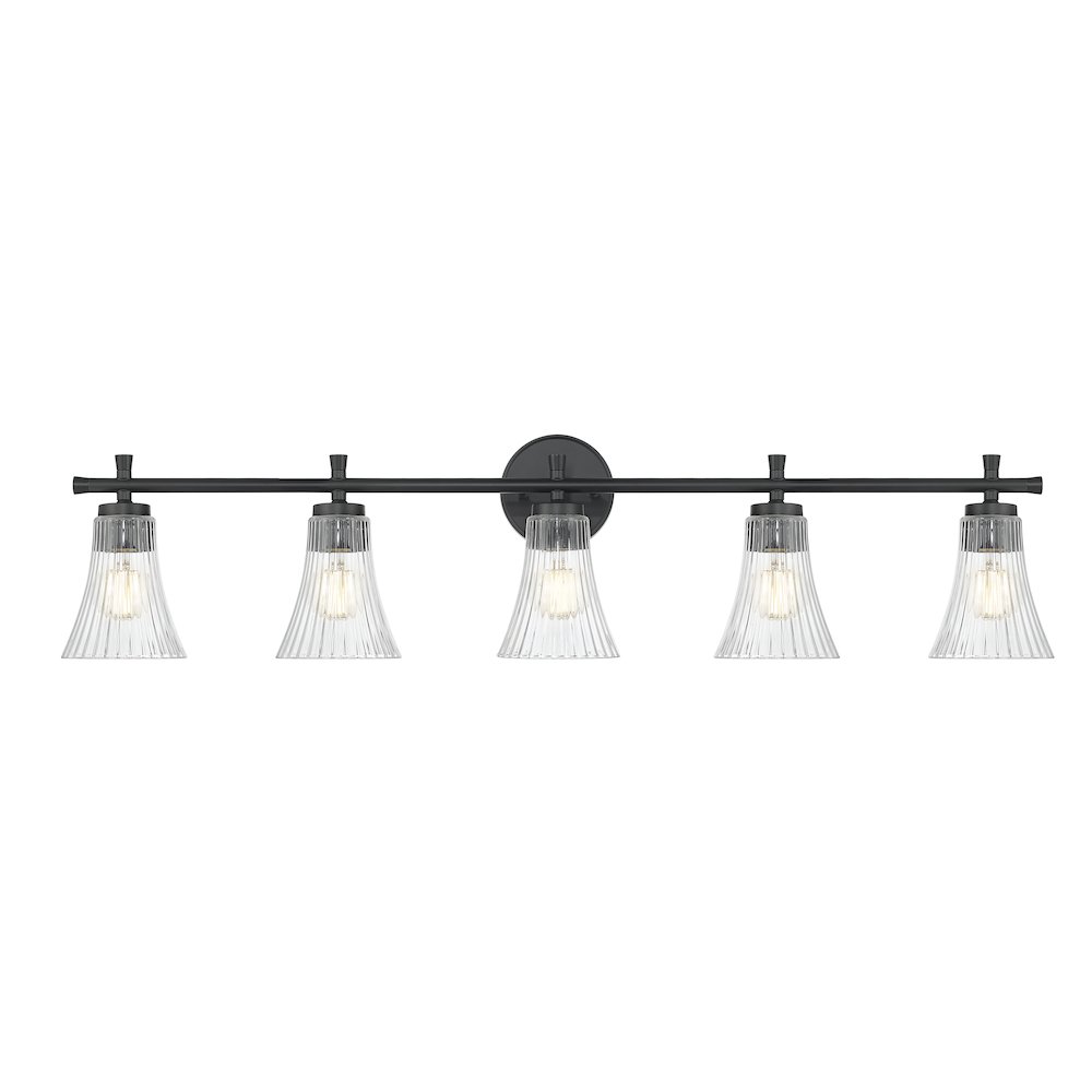 Z-Lite Belle 5 Light Vanity in Matte Black color, Steel frame. Picture 2