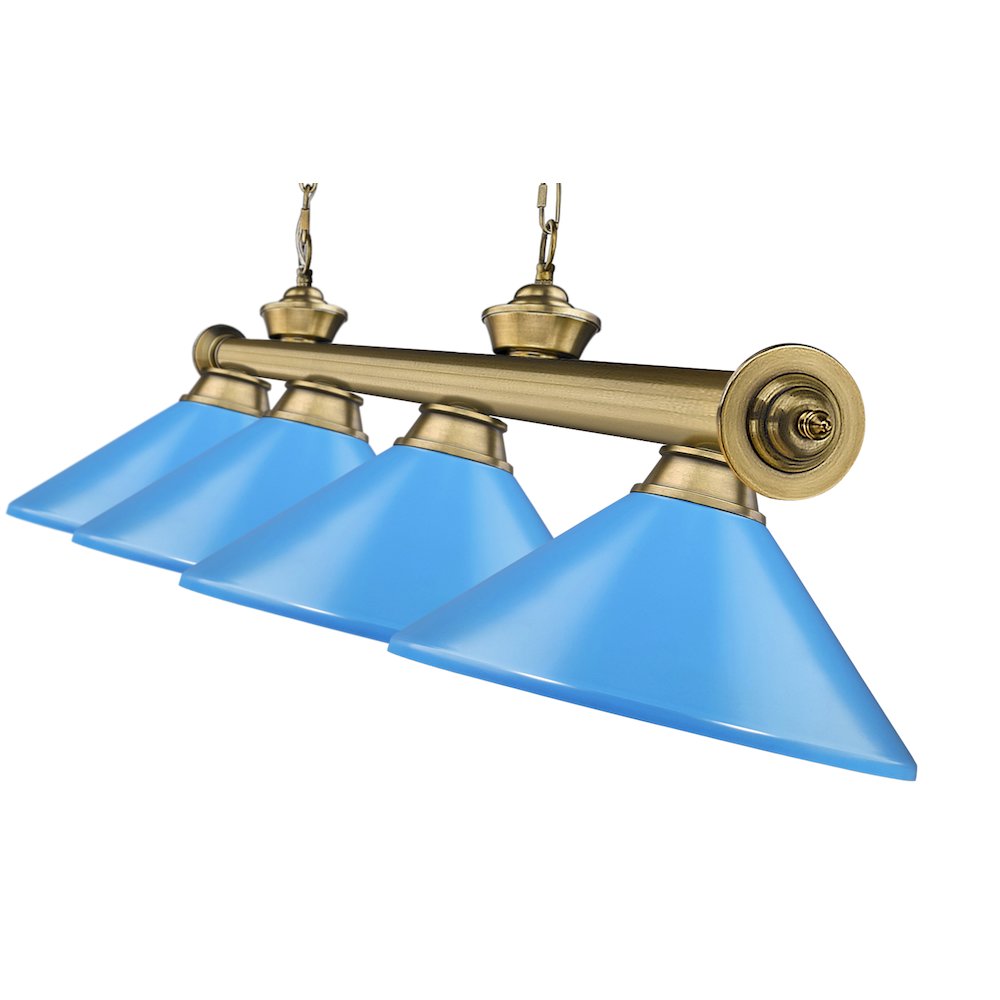 Z-Lite Cordon 4 Light Billiard, Steel Frame, Electric Blue Shade Color. Picture 4