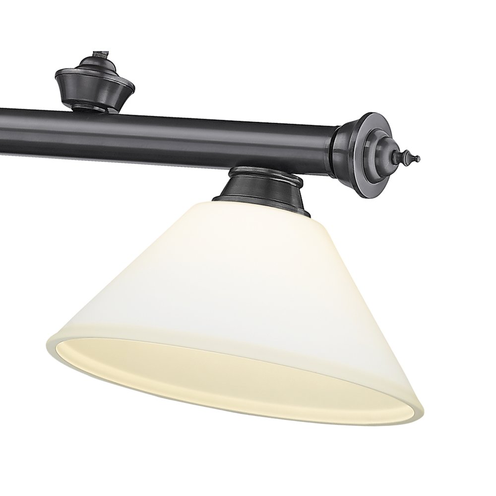 Z-Lite Cordon 3 Light Billiard, Steel Frame, Matte Opal Shade Color. Picture 4