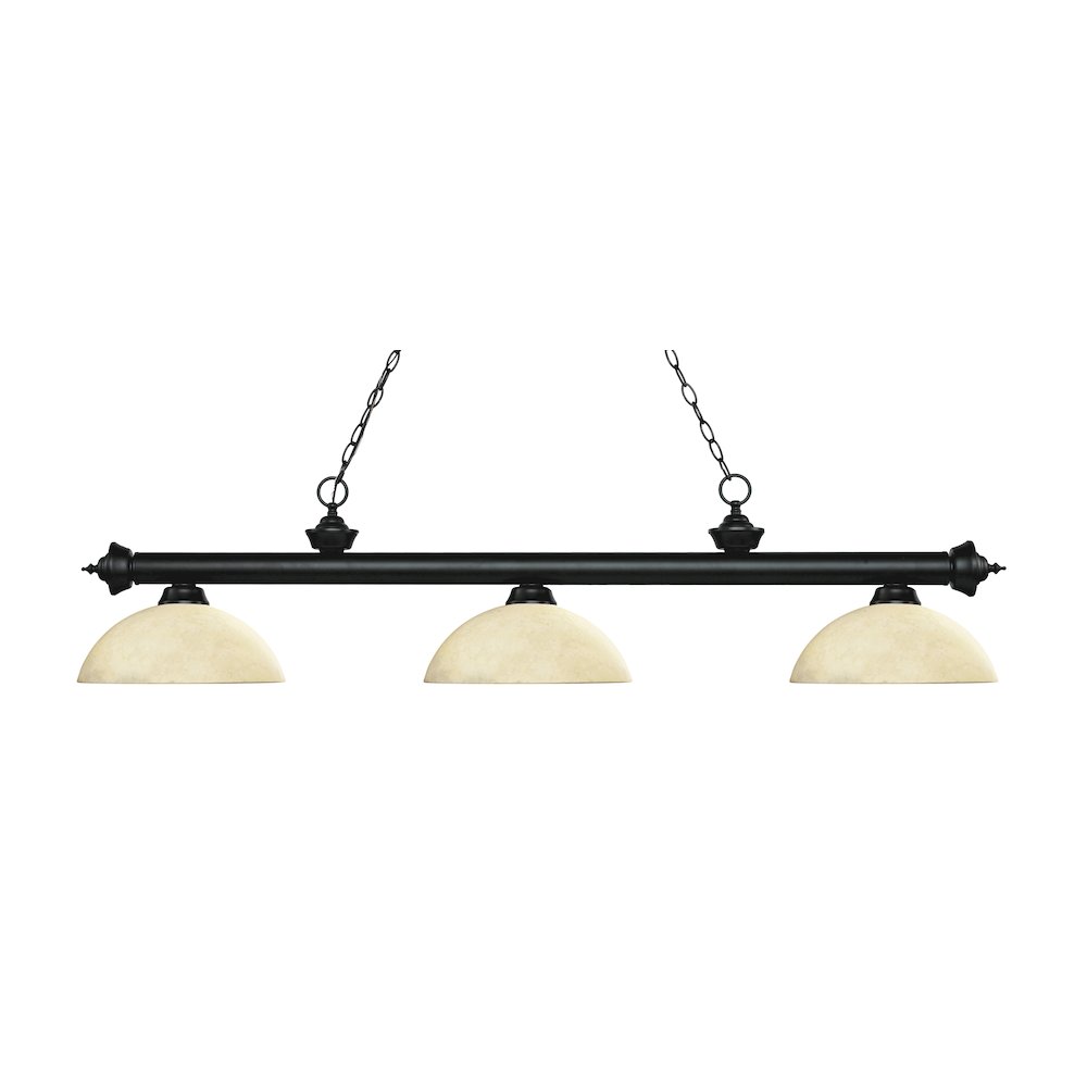 Z-Lite Riviera 3 Light Billiard, Steel Frame, Golden Mottle Shade Color. Picture 1