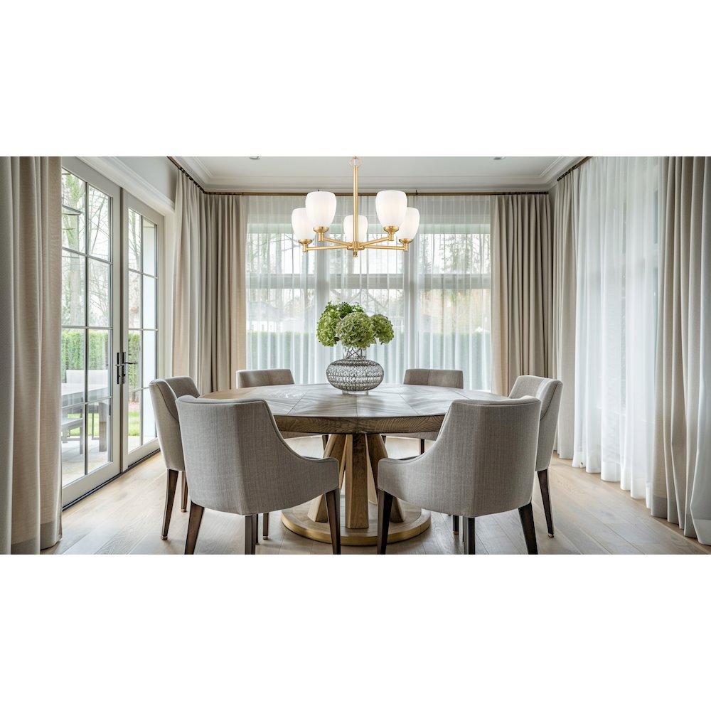 Z-Lite Oren 5 Light Chandelier in Modern Gold color, Steel frame. Picture 6