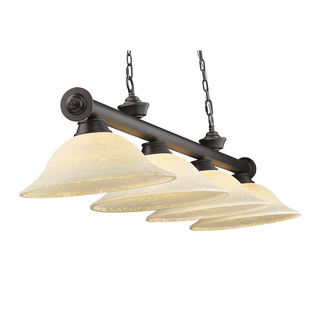 Z-Lite Cordon 4 Light Billiard, Steel Frame, Golden Mottle Shade Color. Picture 4
