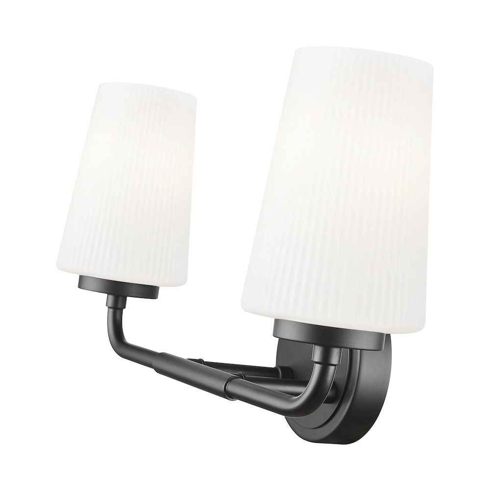 Z-Lite Montford 2 Light Vanity in Matte Black color, Steel frame. Picture 4