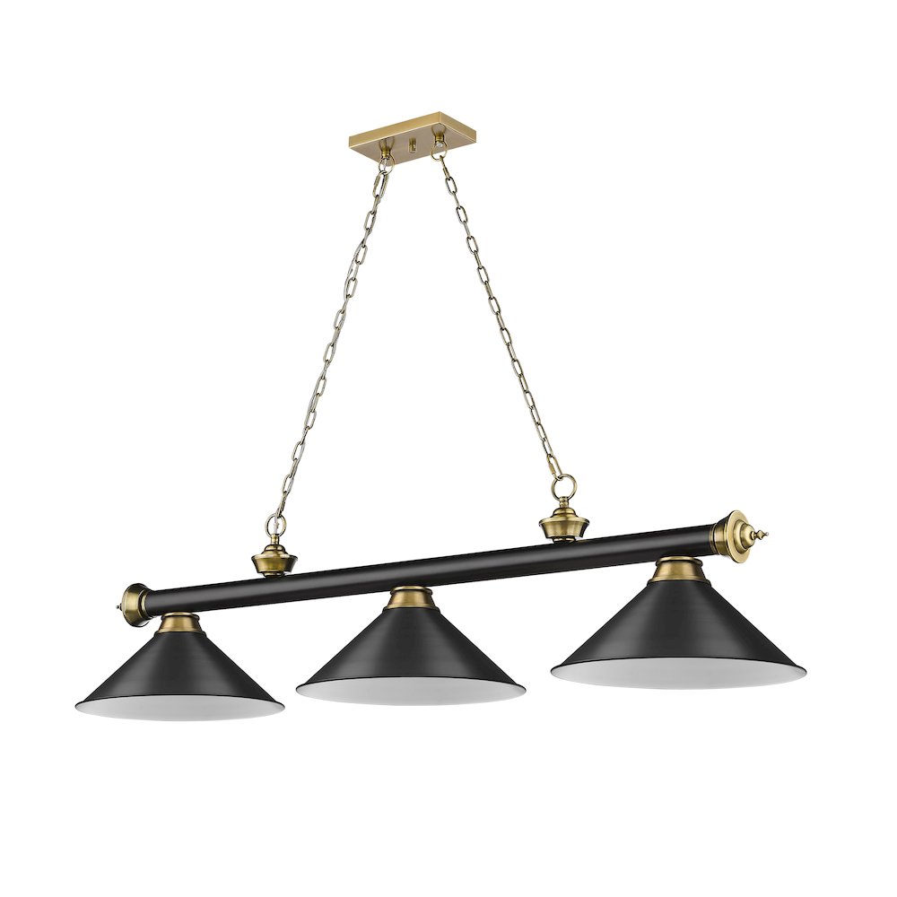 Z-Lite Cordon 3 Light Billiard, Steel Frame, Matte Black Shade Color. Picture 5