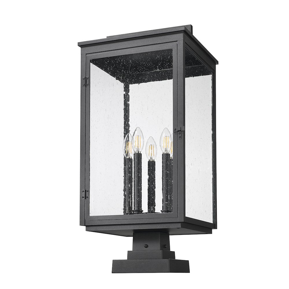 Z-Lite Hartwell 5 Light Outdoor Pier Mounted Fixture in Sand Black color. Picture 5