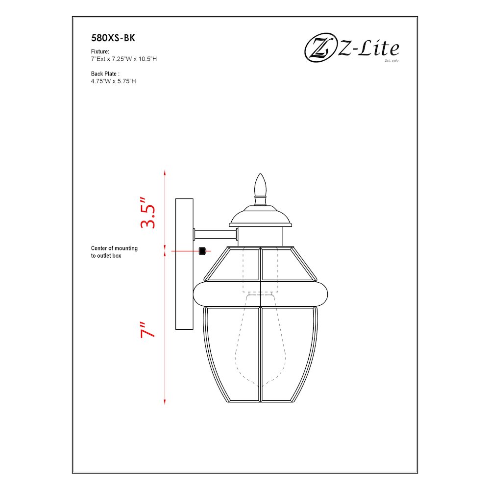 Z-Lite 1 Light Outdoor Wall Light. Picture 9