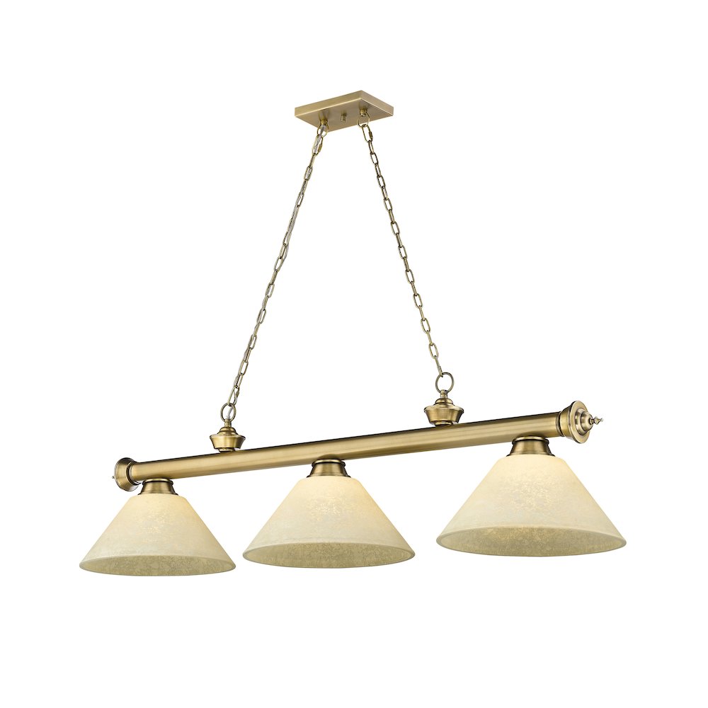 Z-Lite Cordon 3 Light Billiard, Steel Frame, Golden Mottle Shade Color. Picture 1