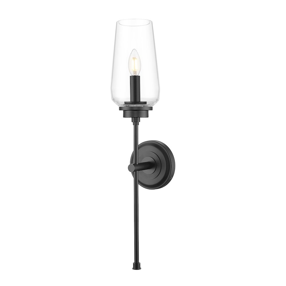 Z-Lite 1 Light Wall Sconce, Matte Black. Picture 1