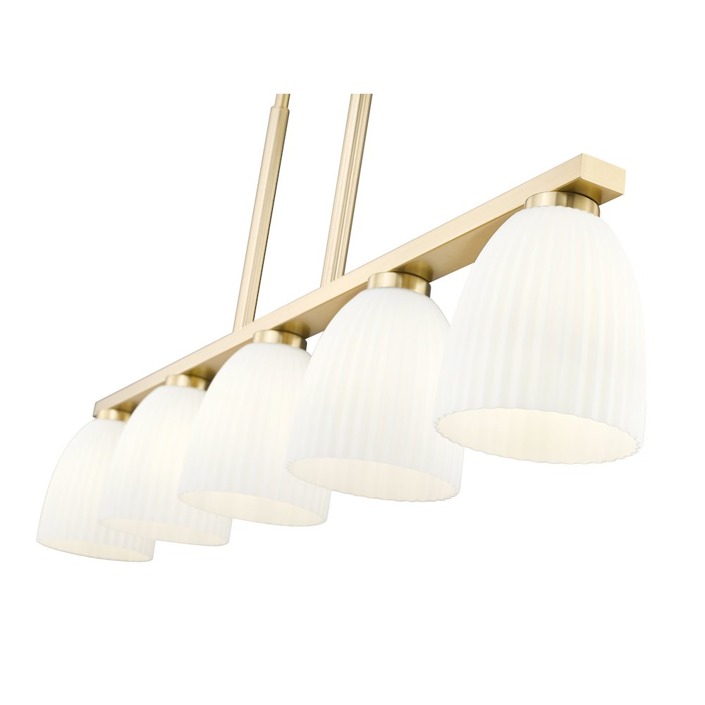Z-Lite Naya 5 Light Linear Chandelier in Modern Gold color, Steel frame. Picture 4