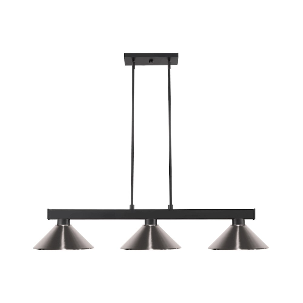 Z-Lite Cobalt 3 Light Billiard, Steel Frame, Brushed Nickel Shade Color. Picture 1