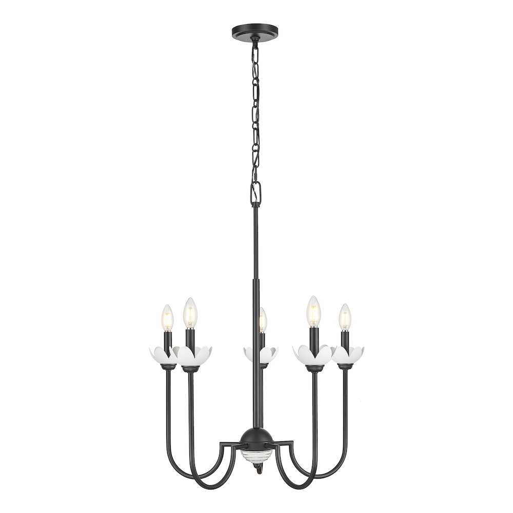 Z-Lite Allistair 5 Light Chandelier in Matte Black color, Steel frame. Picture 1