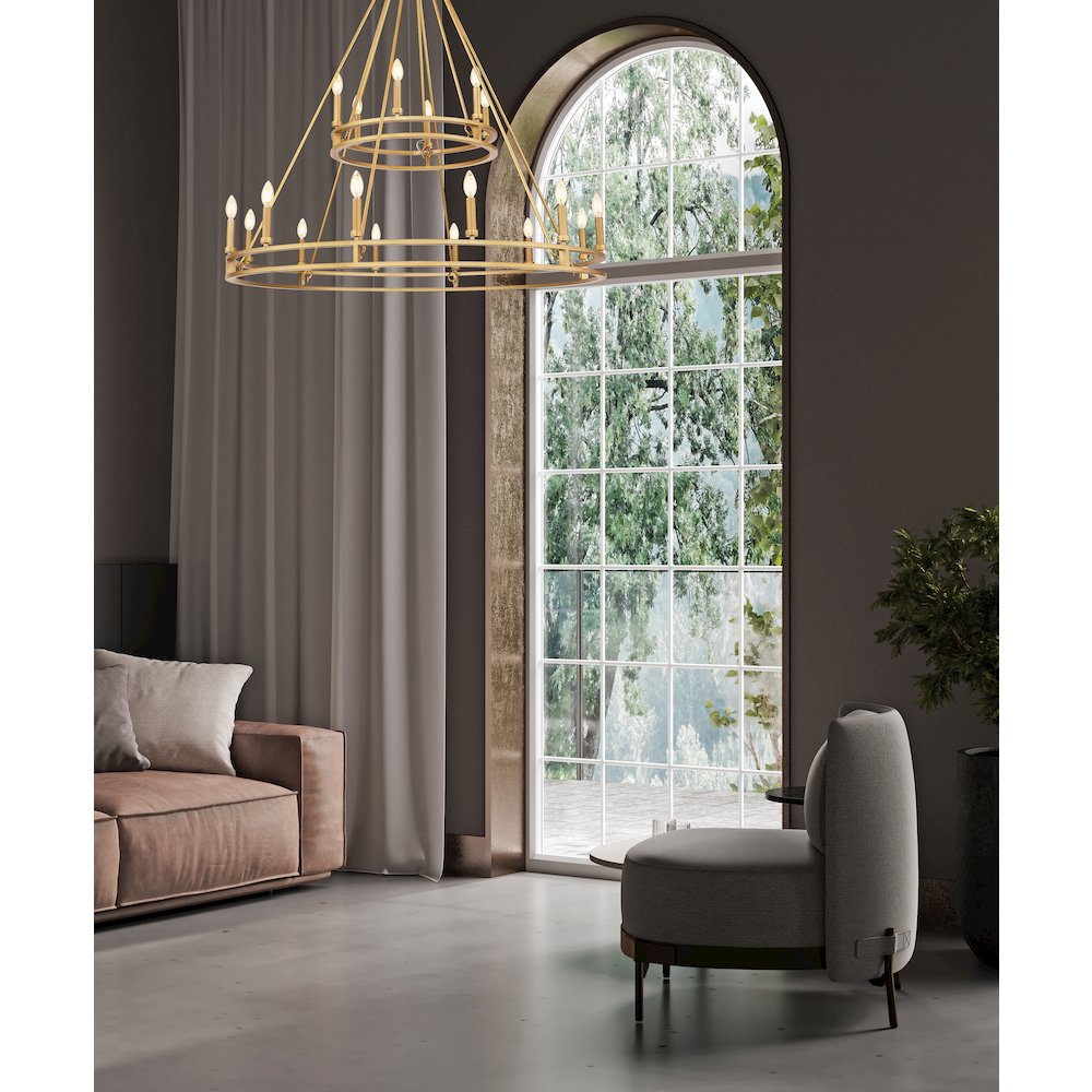 Z-Lite Dennison 18 Light Chandelier in Signature Brass color, Steel frame. Picture 5