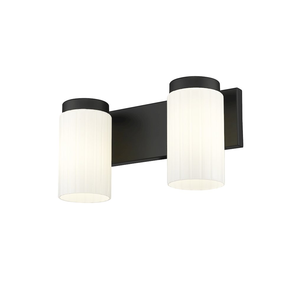 Z-Lite Burk 2 Light Vanity, Matte Black. Picture 2