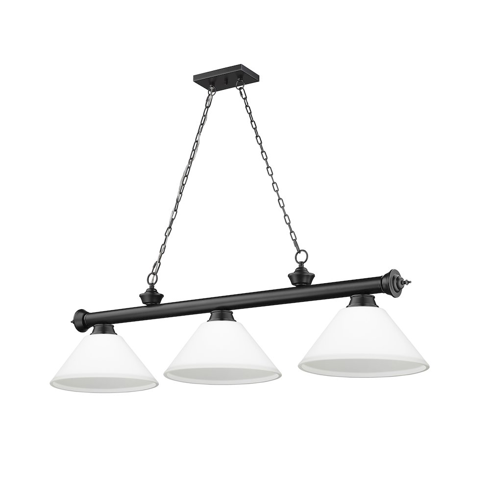 Z-Lite Cordon 3 Light Billiard, Steel Frame, Matte Opal Shade Color. Picture 5