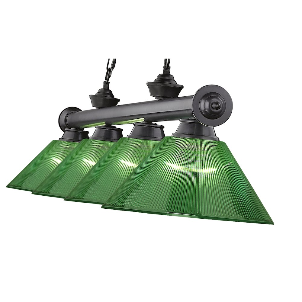 Z-Lite Cordon 4 Light Billiard, Steel Frame, Green Shade Color. Picture 4