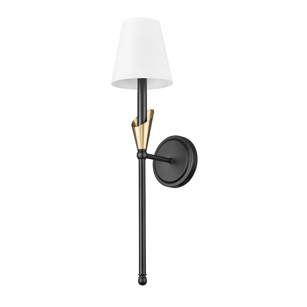 Z-Lite Claudelle 1 Light Wall Sconce in Matte Black + Modern Gold color. Picture 5