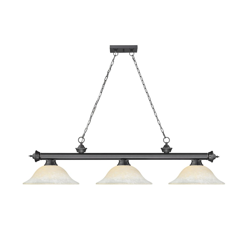 Z-Lite Cordon 3 Light Billiard, Steel Frame, White Mottle Shade Color. Picture 2
