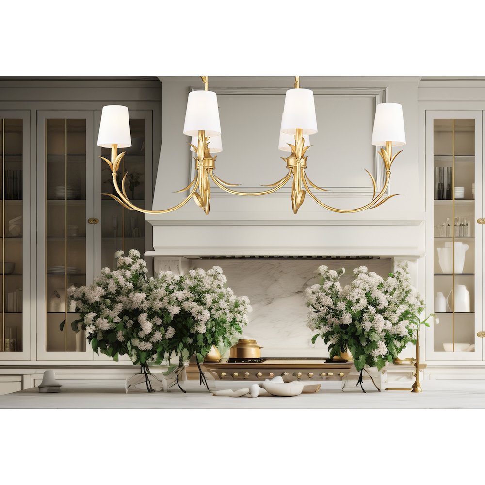 Z-Lite 6 Light Linear Chandelier, Gold Leaf. Picture 5