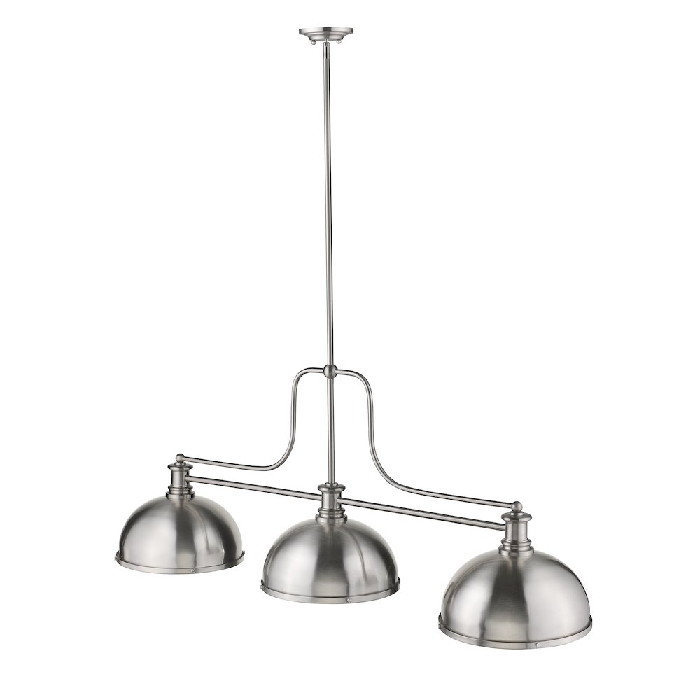 Z-Lite Melange 3 Light Billiard, Steel Frame, Brushed Nckel Shade Color. Picture 4