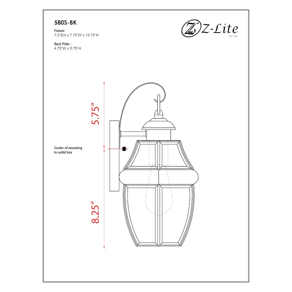 Z-Lite 1 Light Outdoor Wall Light. Picture 9
