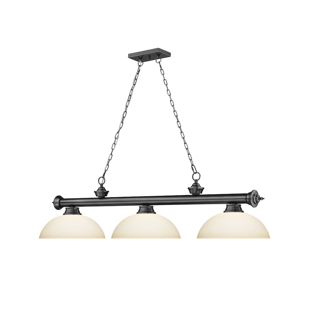 Z-Lite Cordon 3 Light Billiard, Steel Frame, Matte Opal Shade Color. Picture 3