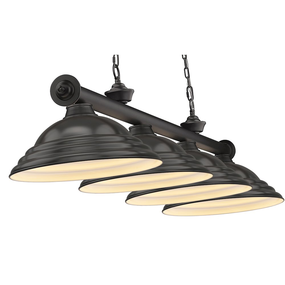 Z-Lite Cordon 4 Light Billiard, Steel Frame, Bronze Shade Color. Picture 4