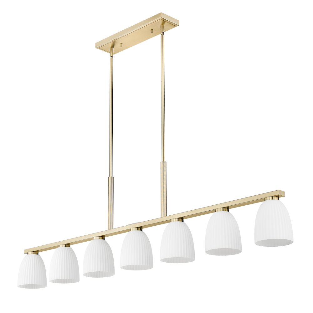 Z-Lite Naya 7 Light Linear Chandelier in Modern Gold color, Steel frame. Picture 5
