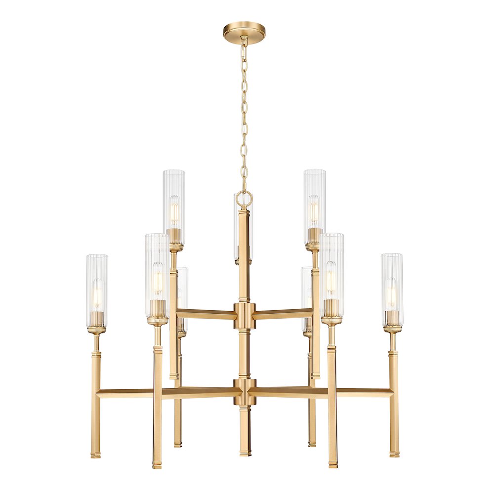 Z-Lite 9 Light Chandelier, Modern Gold. Picture 1