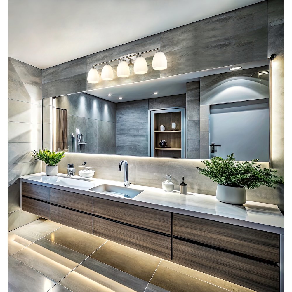 Z-Lite Oren 5 Light Vanity in Brushed Nickel color, Steel frame. Picture 7