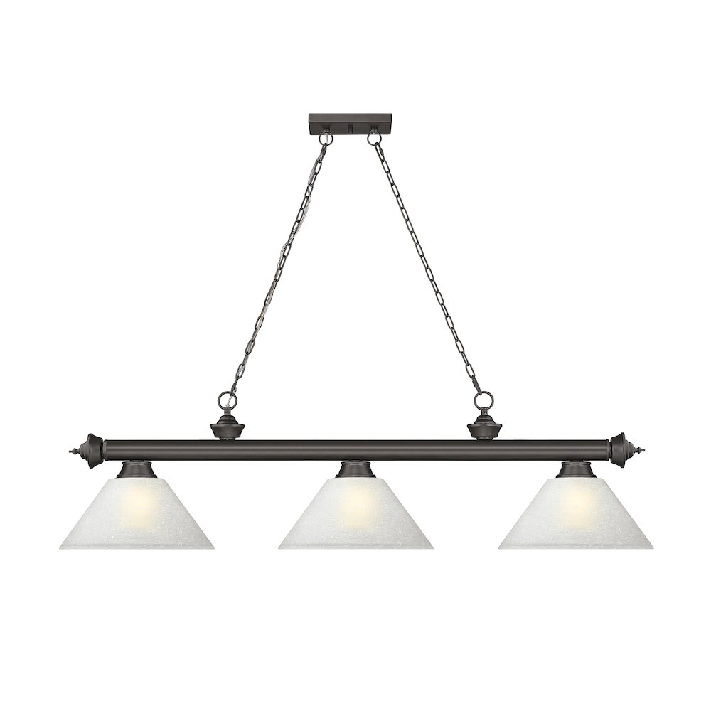 Z-Lite Cordon 3 Light Billiard, Steel Frame, White Linen Shade Color. Picture 2