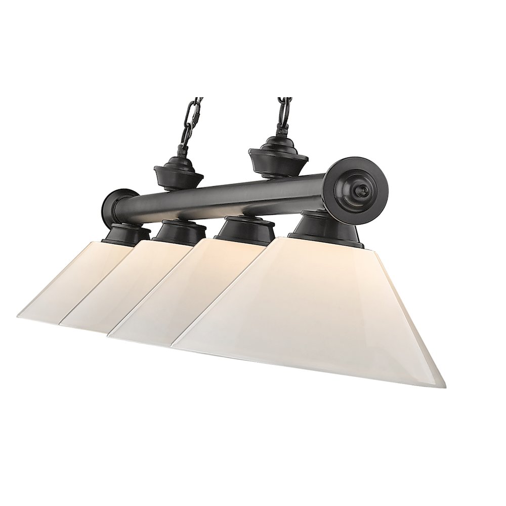 Z-Lite Cordon 4 Light Billiard, Steel Frame, White Shade Color. Picture 4