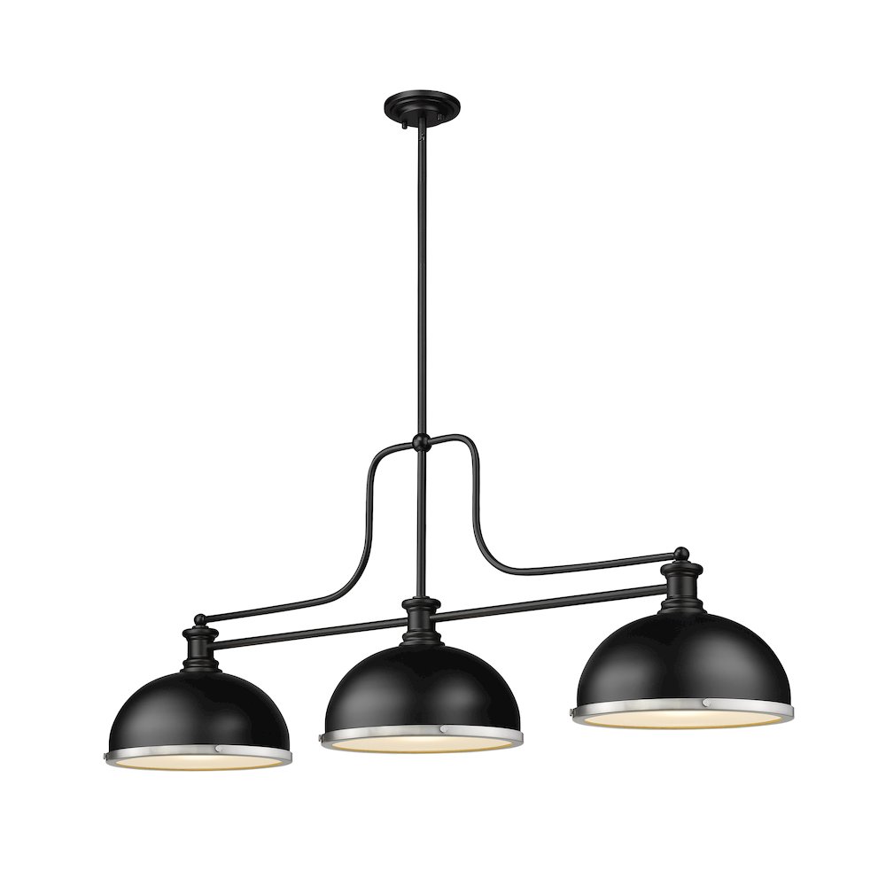 Z-Lite Melange 3 Light Billiard, Matte Black + Brushed Nickel Shade Color. Picture 1