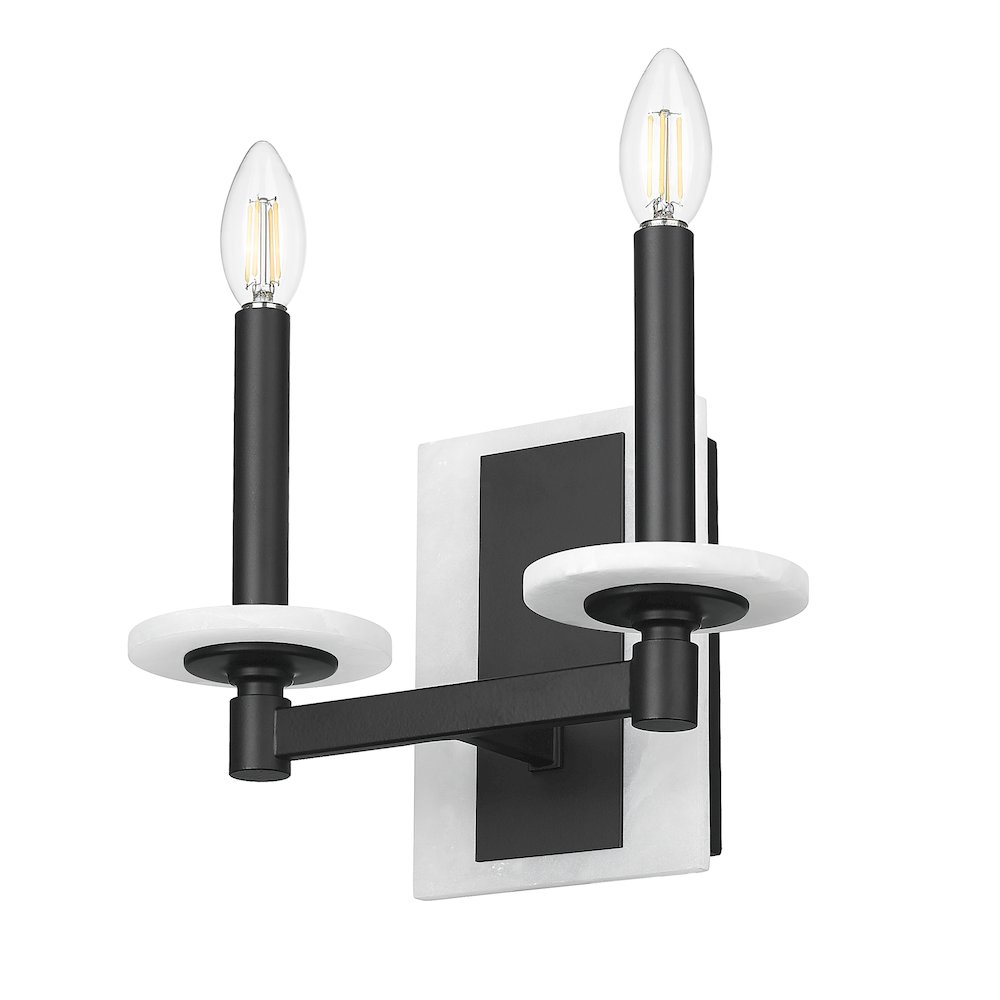 Z-Lite Kaden 2 Light Wall Sconce in Matte Black color, Steel frame. Picture 5