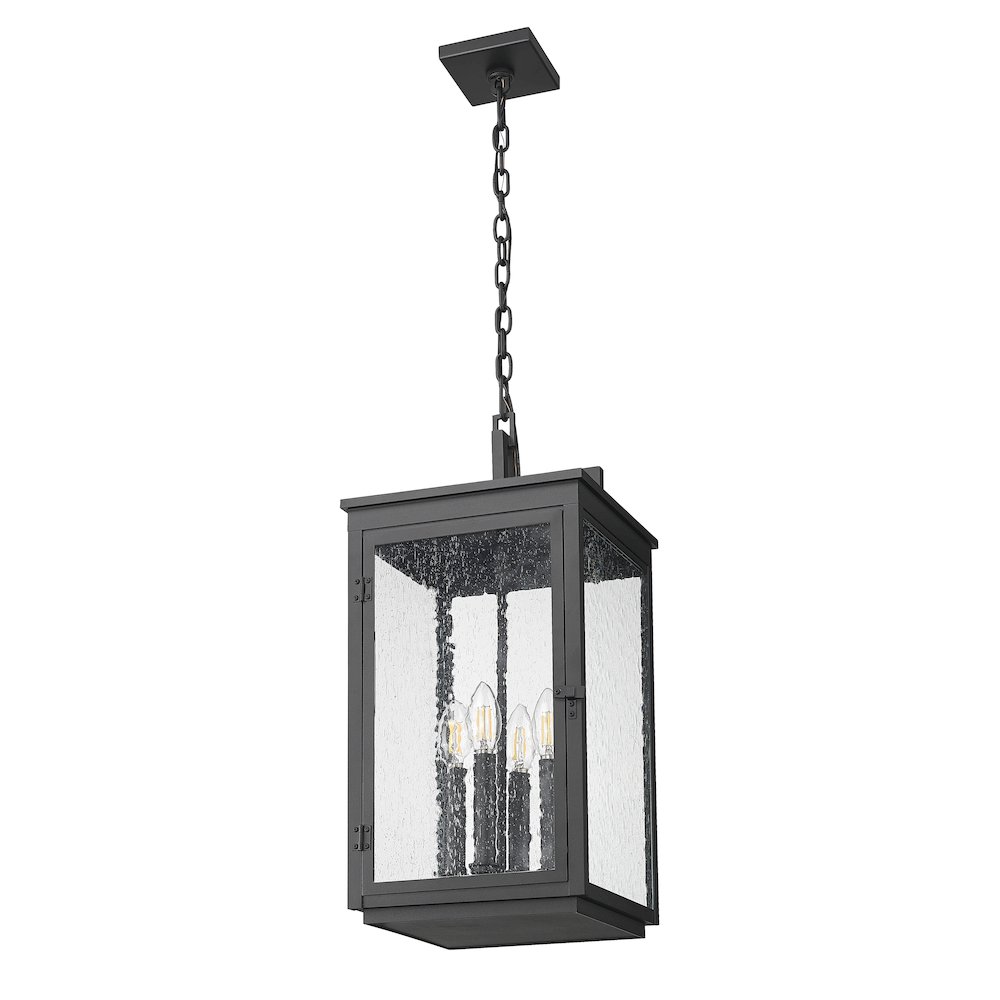 Z-Lite Hartwell 4 Light Outdoor Chain Mount Ceiling Fixture in Sand Black color. Picture 5