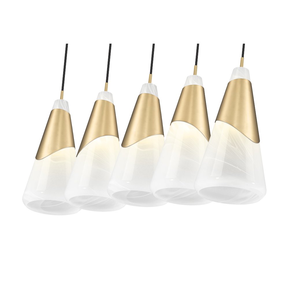 Z-Lite Aimie 5 Light Linear Chandelier, Modern Gold. Picture 4