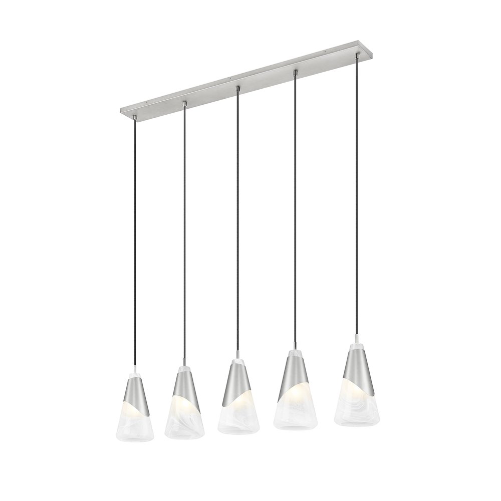 Z-Lite Aimie 5 Light Linear Chandelier, Brushed Nickel. Picture 2