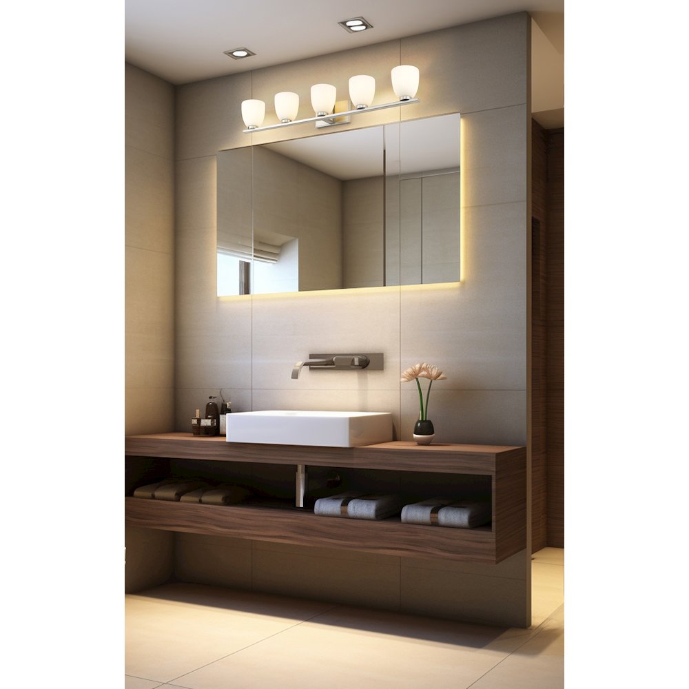 Z-Lite Naya 5 Light Vanity in Brushed Nickel color, Steel frame. Picture 6