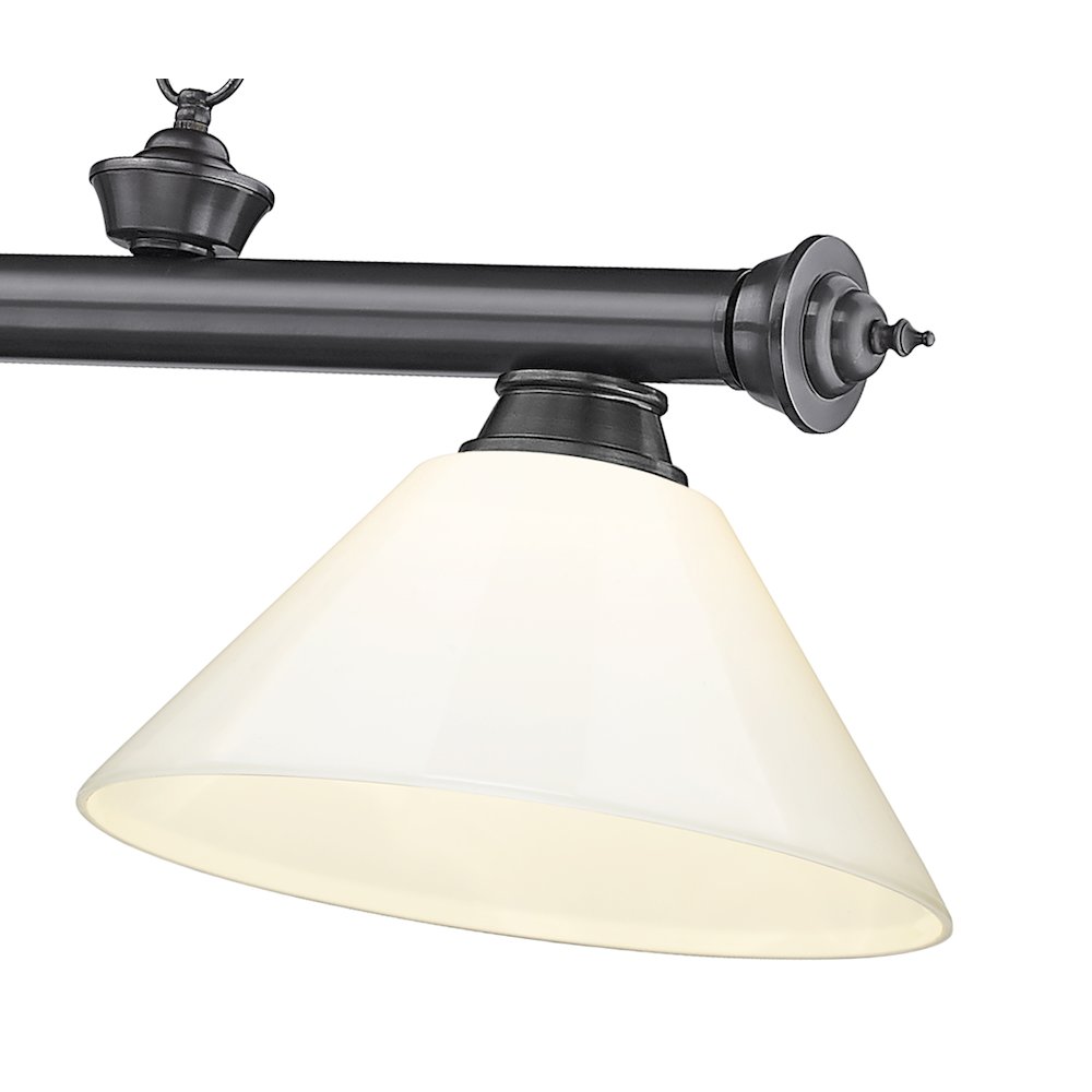 Z-Lite Cordon 3 Light Billiard, Steel Frame, White Shade Color. Picture 4