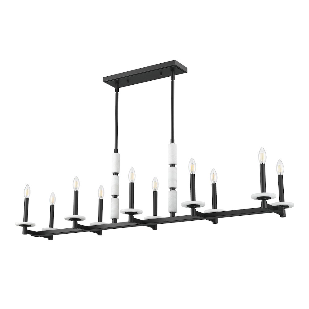 Z-Lite Kaden 10 Light Linear Chandelier in Matte Black color, Steel frame. Picture 5