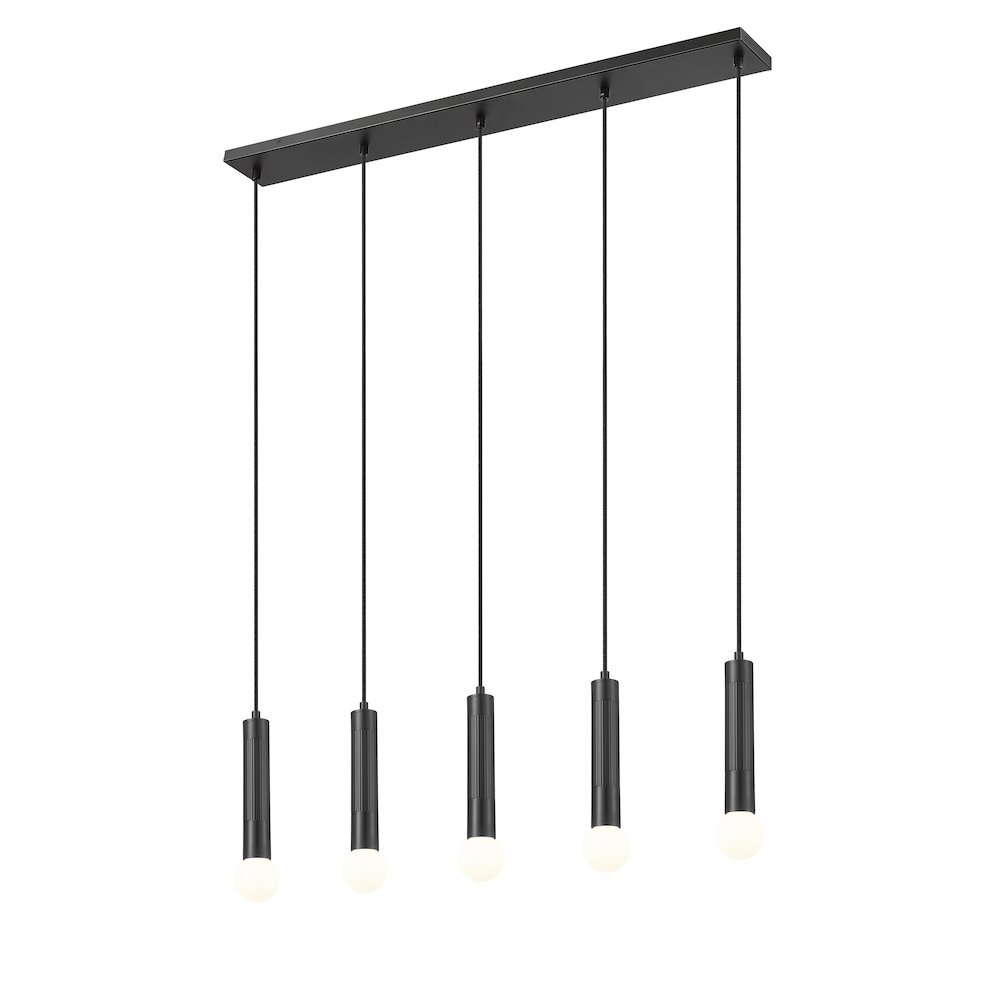 Z-Lite Stari 5 Light Linear Chandelier in Matte Black color, Steel frame. Picture 2