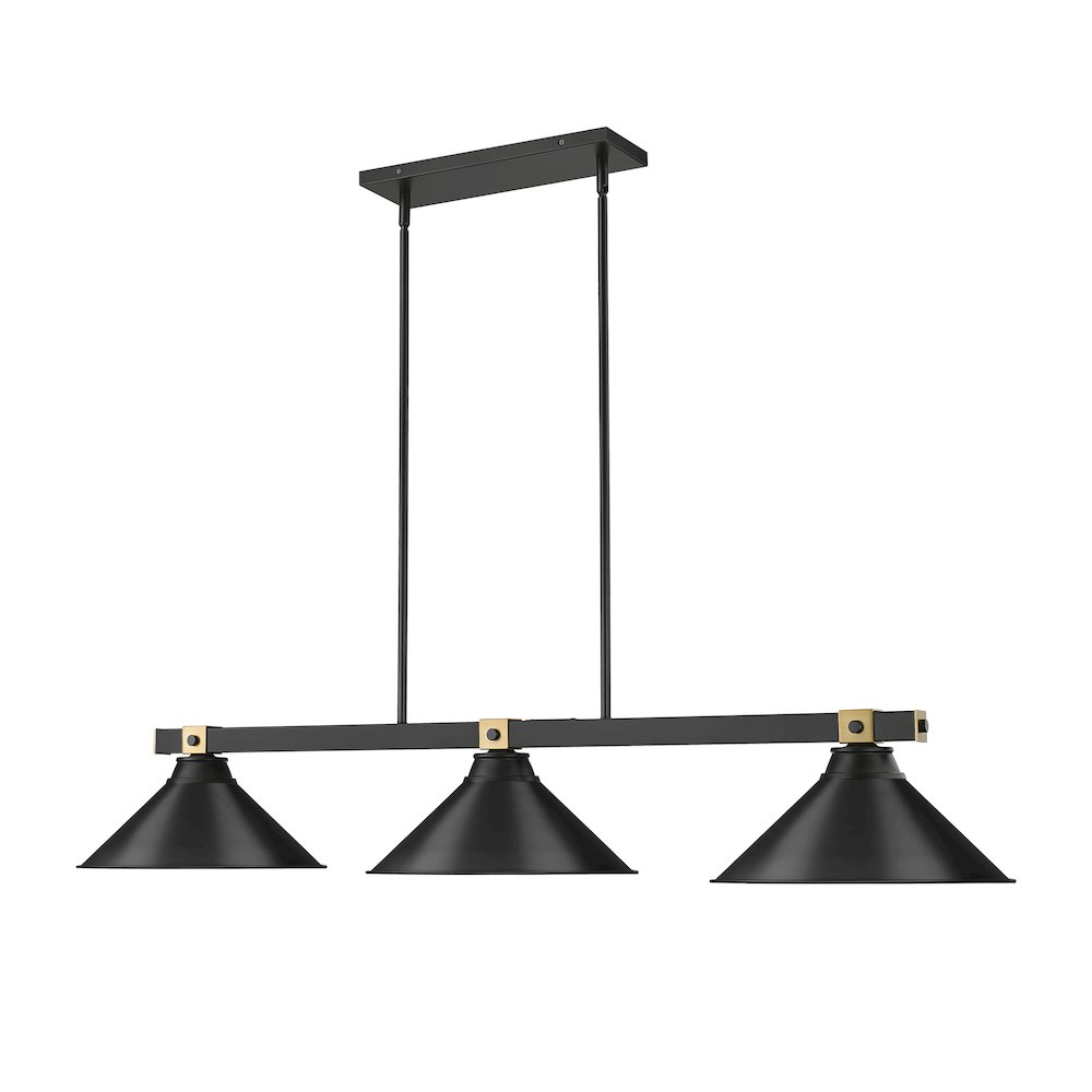 Z-Lite Bronte 3 Light Billiard, Steel Frame, Matte Black Shade Color. Picture 3