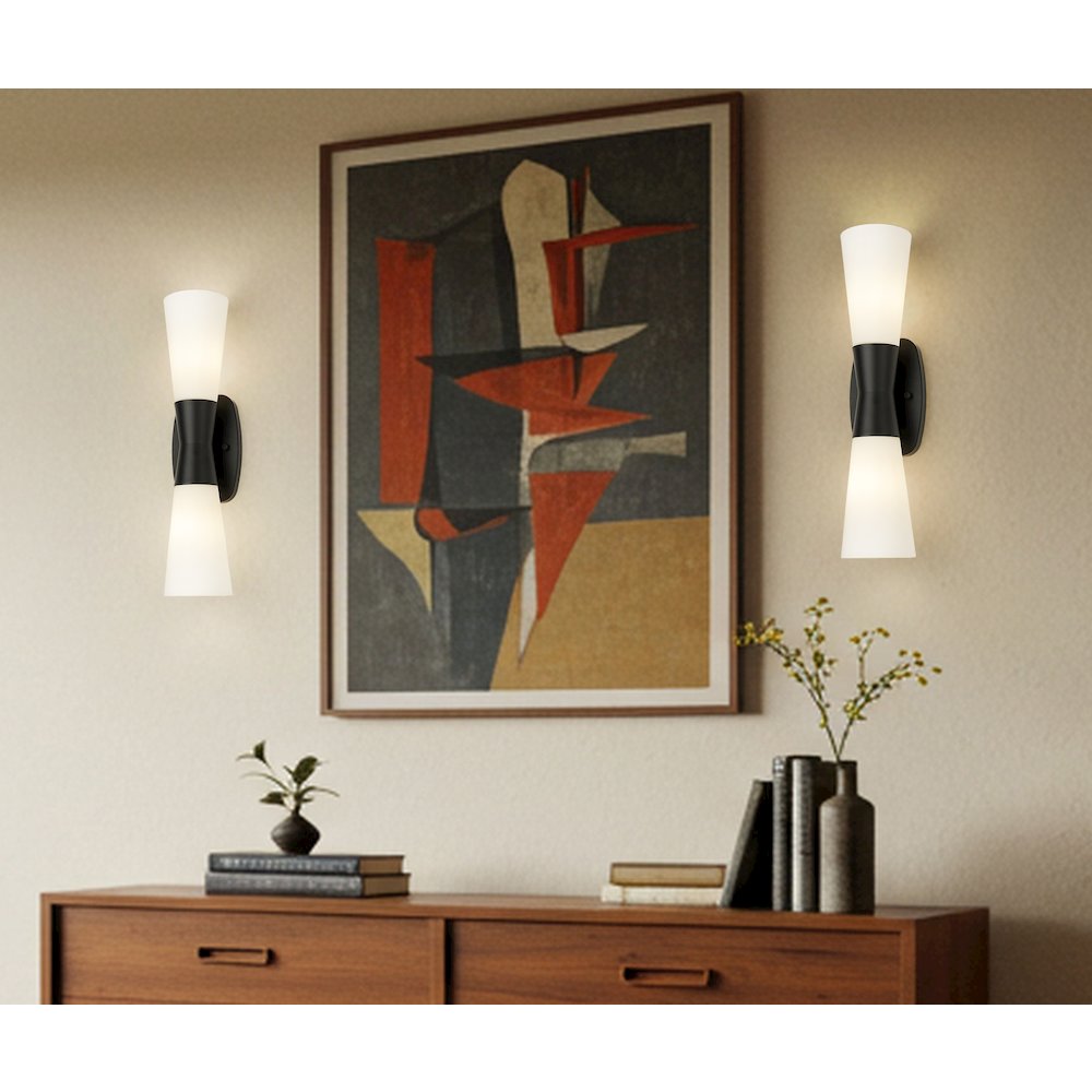 Z-Lite 2 Light Wall Sconce, Matte Black. Picture 5