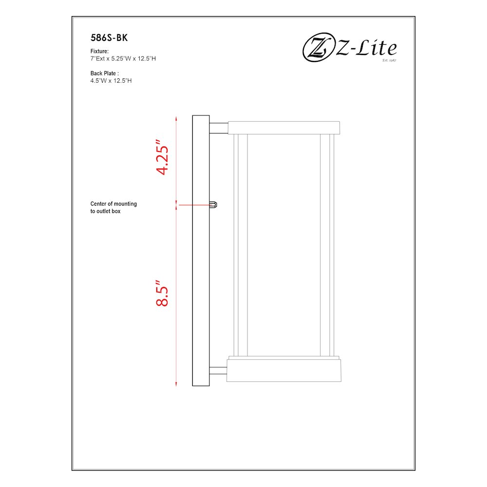 Z-Lite Glenwood 1 Light Outdoor Wall Light in Black Frame Finish. Picture 9