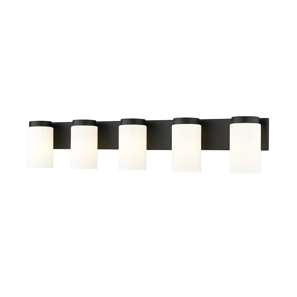 Z-Lite Burk 5 Light Vanity, Matte Black. Picture 1