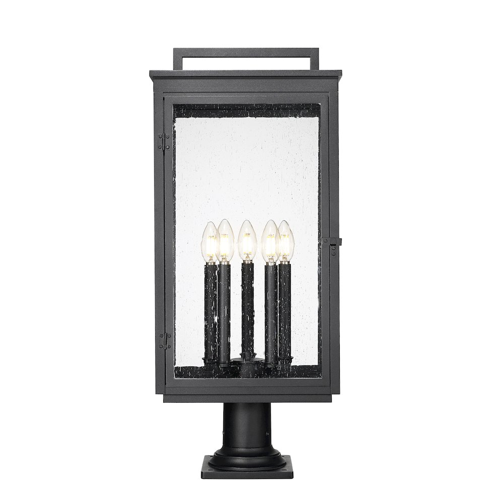 Z-Lite Hartwell 5 Light Outdoor Pier Mounted Fixture in Sand Black color. Picture 3