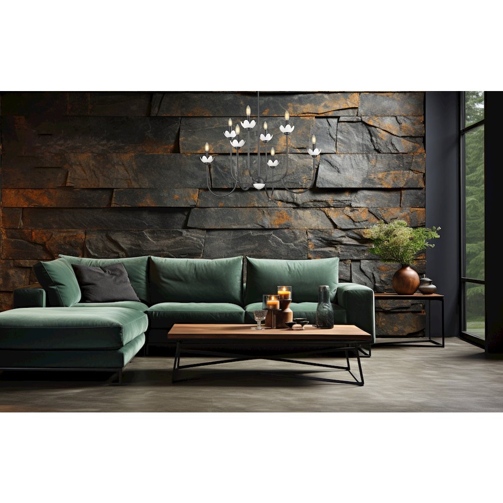 Z-Lite Allistair 8 Light Chandelier in Matte Black color, Steel frame. Picture 6